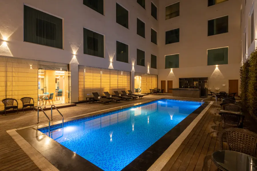 Swimming pool at ExpoInn, Greater Noida.