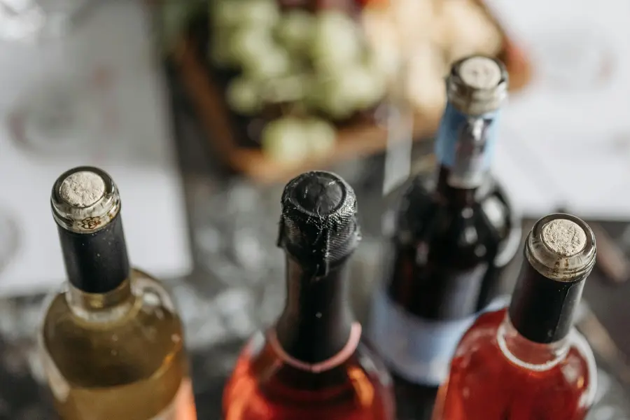 view of wine paired with food.